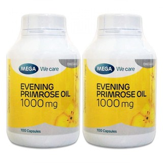 Mega We Care Evening Primrose Oil 1000 mg. บำรุงผิวให้ชุ่มชื้น  (100แคปซูล)x2ขวด