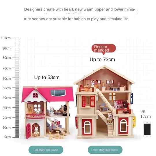 บ้านไม้ประกอบของเล่นเด็ก บ้านตุ๊กตา House Villa thumbnail 8