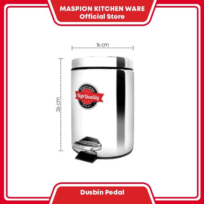 MASPION D-27 DUSTBIN 3L DUST BIN PEDAL สแตนเลสสํานักงาน TRASH CAN 3 ลิตร