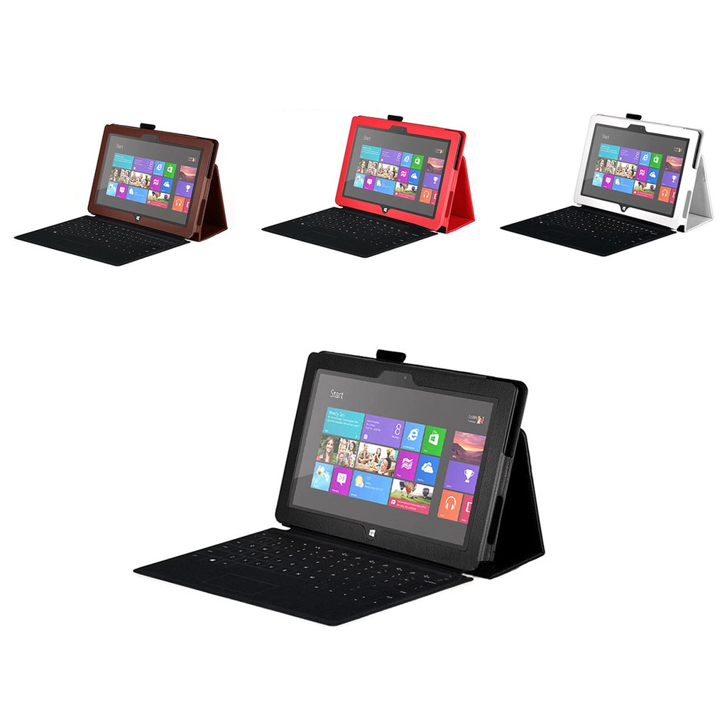 เคสหนังสำหรับ Microsoft Surface 10.6 Windows 8 RT Tablet สีดำ