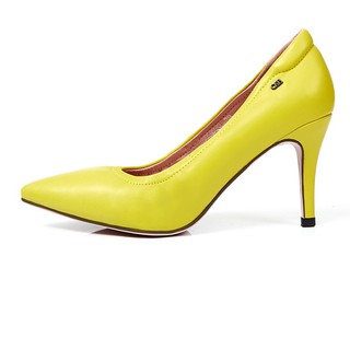 O&amp;B รองเท้าส้นสูงหนังแกะ รุ่น DIANA HEELS 3.2" in Lemon yellow