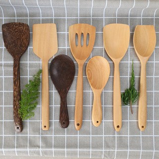 ตะหลิวไม้ ทัพพีไม้ รุ่นเหมือน IKEA สำหรับกระทะเทฟรอน กระทะไม่เป็นรอย by WOODBOY888 Kitchenware