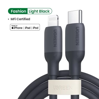 Ugreen สาย USB C เป็น Lightning 3 ฟุต - สายเคเบิล Lightning iPhone ได้รับการรับรอง MFi, PD 20W USBC Lightning Cable สีดํา นุ่มพิเศษ