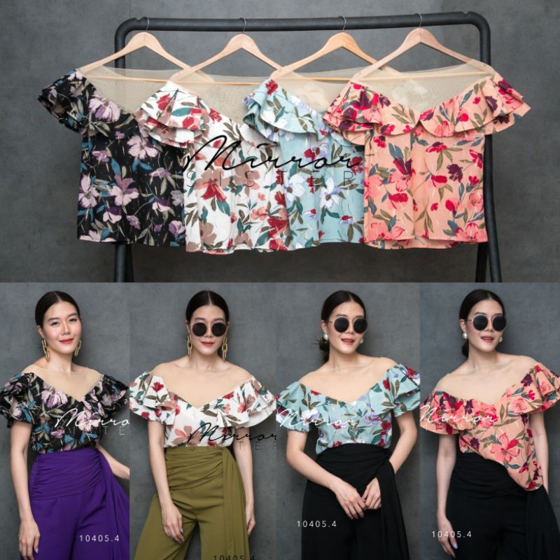 🏷️ Mirrorsister #10405.4 เสื้อซีทรูระบายลายดอก เสื้อลายดอก แต่งระบาย สีสดใส ใส่ไปเที่ยว