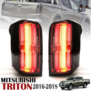 ไฟท้าย ไฟท้ายแต่ง LED MITSUBISHI TRITON ไทรทัน ปี 2015+ หลอดไฟ+ขั้วปลั๊กตรงรุ่น ลาย US V2 SMOKE1 คู่