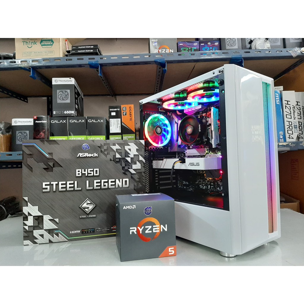 คอมชุด Ryzen5 2600 / Asrock B450 Steel legend / Ram 8 GB bus 2666 / SSD 240GB / GTX1060 3G / PW 550 