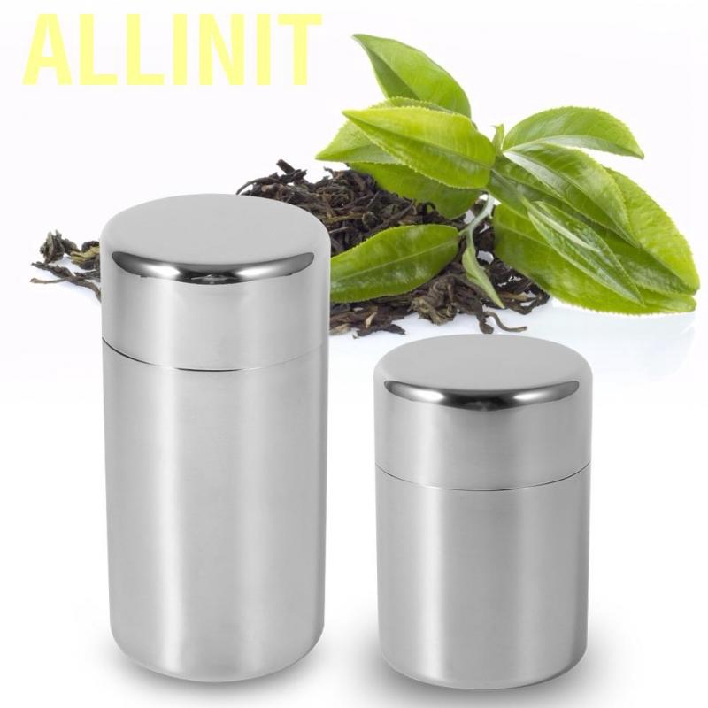 【สินค้ายอดนิยม】ALLINIT 304กล่องสแตนเลสสําหรับเก็บชากาแฟกระป๋องชาปิดผนึกแบบพกพาเดินทางไปกับคุณกันความชื้นและทำความสะอาดง่าย