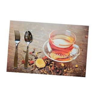 แผ่นรองจาน PVC พิมพ์ลาย ถ้วยกาแฟ/ถ้วยชา /ไวน์ Cafe print PVC Placemats