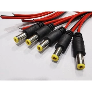5เส้น/ชุด หัวแจ็คไฟDCพร้อมสายยาว20cm. ขนาดแจ็ค 5.5 x 2.1mm. Male DC Power Jack Plug CCTV Camera power connection line