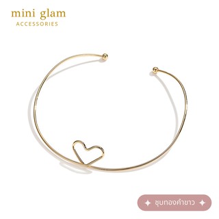 Miniglam Heart Knot Collar Choker Necklace สร้อยคอโชคเกอร์รูปหัวใจสีทองชุบทองคำขาว