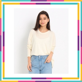 🍭Ozoc62: Ozoc white knit blouse เสื้อไหมพรมเนื้อบาง ผ้ายืดหยุ่น ทรง Oversize