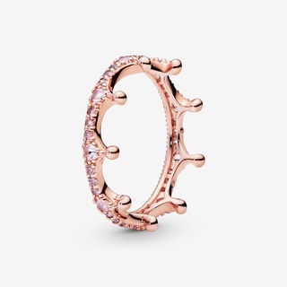 Pandora แหวนมงกุฎ สีโรสโกลด์ สําหรับของขวัญวันเกิด วันวาเลนไทน์