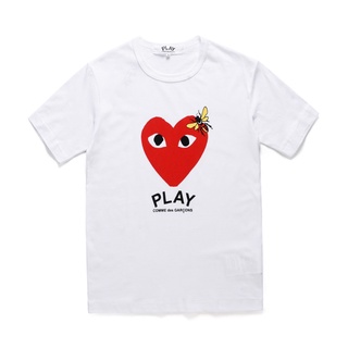 พร้อมส่ง เสื้อยืดแขนสั้นลําลอง ผ้าฝ้ายแท้ พิมพ์ลาย CDG Play แฟชั่นคู่รัก