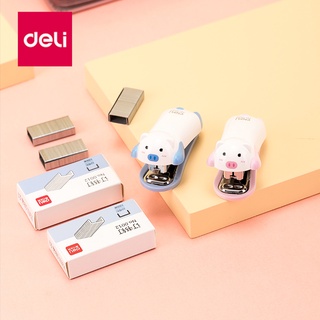 Deli เครื่องเย็บกระดาษ ลายการ์ตูนสัตว์น่ารัก ขนาดเล็ก เครื่องเขียน สําหรับนักเรียน