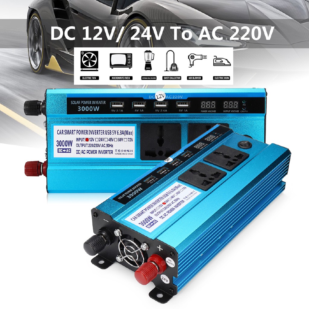 อินเวอร์เตอร์แปลงพลังงานแสงอาทิตย์ 3000W DC 12/ 24V to AC 220V อินเตอร์ ...