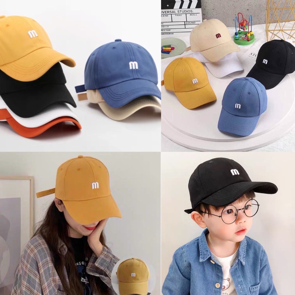 หมวกแก๊ปตัว M สีพื้น: แฟชั่นแมทช์ง่าย ใส่ได้ทั้งครอบครัว ทุกเพศทุกวัย