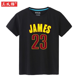 T-shirt  เสื้อยืดแขนสั้น ผ้าฝ้ายแท้ พิมพ์ลาย James No. แฟชั่นฤดูร้อน สําหรับผู้ชาย เสื้อกีฬาบาสเก็ตบอล คอกลม แขนห้าส่วน