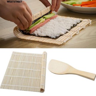 👍COD  Home Kitchen ซูชิ Rolling Maker วัสดุไม้ไผ่ Roller DIY Mat กับ Paddle ข้าว