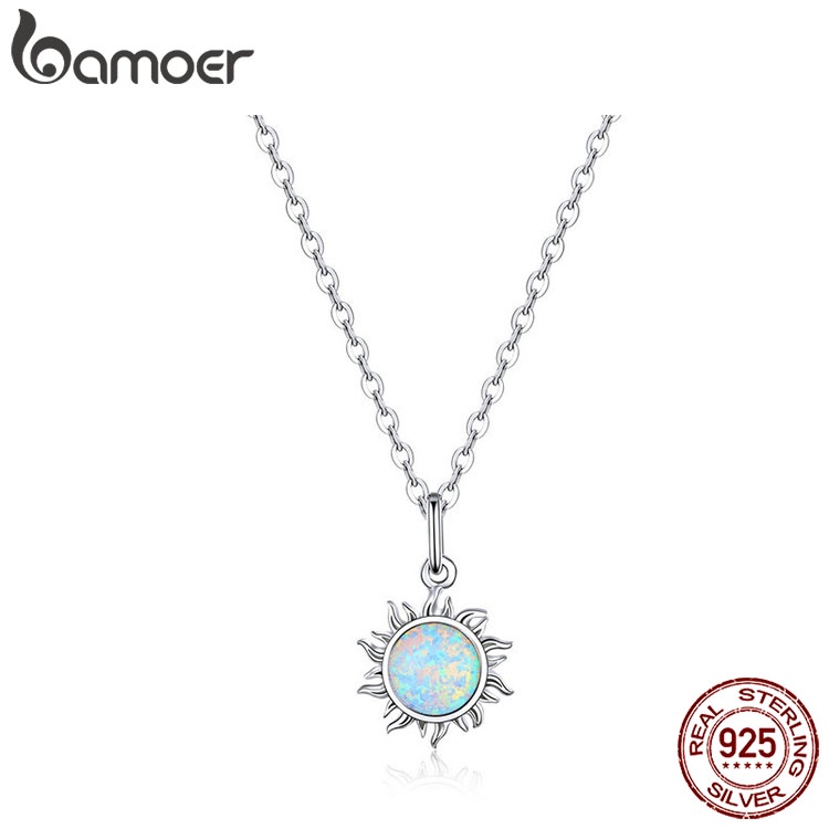 Bamoer 925 Silver Sun รูปร่างสร้อยคอแฟชั่น Jewellery ของขวัญสําหรับผู้หญิง SCN399