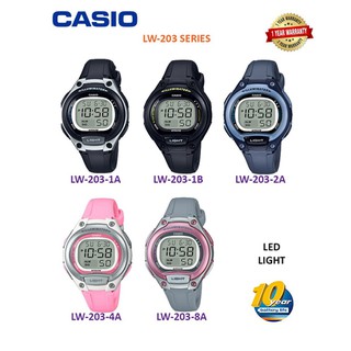 Casio นาฬิกาข้อมือผู้หญิง สายเรซิ่น รุ่น LW-203,LW-203-1A,LW-203-1B,LW-203-2A,LW-203-4A,LW-203-8A