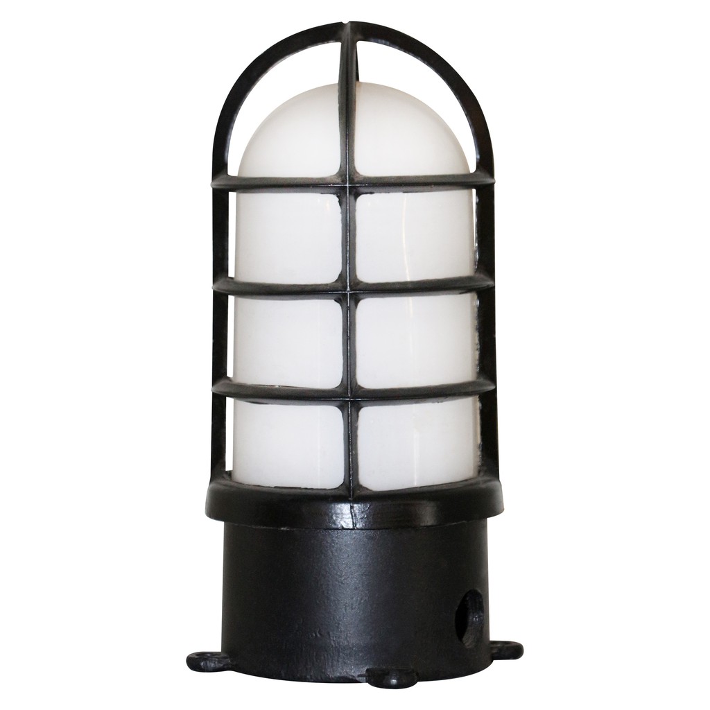 Lightmax โคมไฟหัวเสากรงนก 019/001  โป๊ะแก้วขาวขุ่น สีดำ ขนาด 9 x 23 ซม.