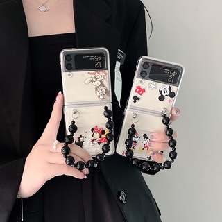 เคสโทรศัพท์มือถือ แบบแข็ง ลายการ์ตูนน่ารัก พร้อมสายโซ่คล้อง สําหรับ Samsung Galaxy Z Flip 4 3