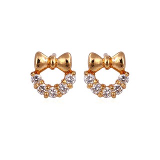 TANITTgems ต่างหูรูปโบว์ประดับเพชรสวิส รุ่น TNER23708