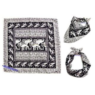 ผ้าาลายช้างไทย ใช้โพกหัวหรือพันคอได้ (Black Bandana Scarf Headband)