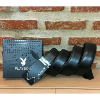 ชุดคู่ ต้อนรับปีใหม่ เซ็ตเข็มขัดและกระเป๋าสตางค์  🎉 PLAYBOY LEATHER BELT &amp; WALLET VALUE PACK🎉