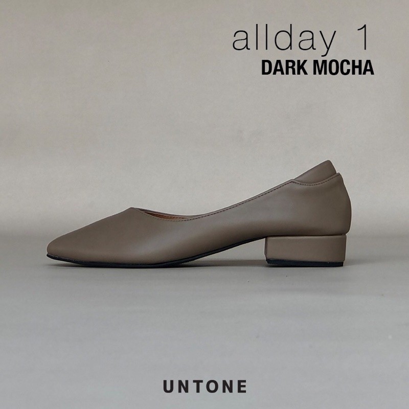 รองเท้าคัชชูผู้หญิง ไซส์ใหญ่ 35-46 ไม่ลื่น ส้น 1 นิ้ว untone รองเท้าหนัง PU สี Dark Mocha(NEW)