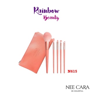 (เซ็ตแปรง5 ชิ้น) NEE CARA Peach BRUSH SET 5 PIECE (N615) นีคาร่า เซ็ตแปรงแต่งหน้า ลูกพีช 5 ชิ้นพร้อมกระเป๋า