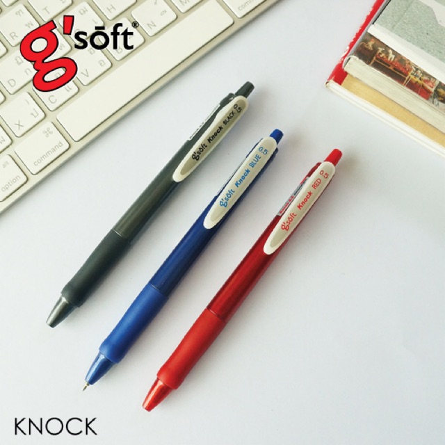 ปากกาลูกลื่นเจล ชนิดกด g'soft KNOCK ปากกาน้ำเงิน รูปที่ 2