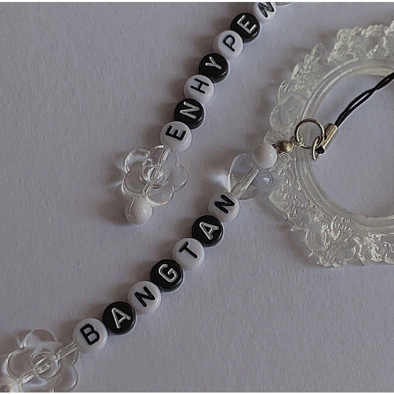 [vendtco] CUSTOM BLACK&WHITE THEME KEYCHAIN PHONE STRAP BEADS