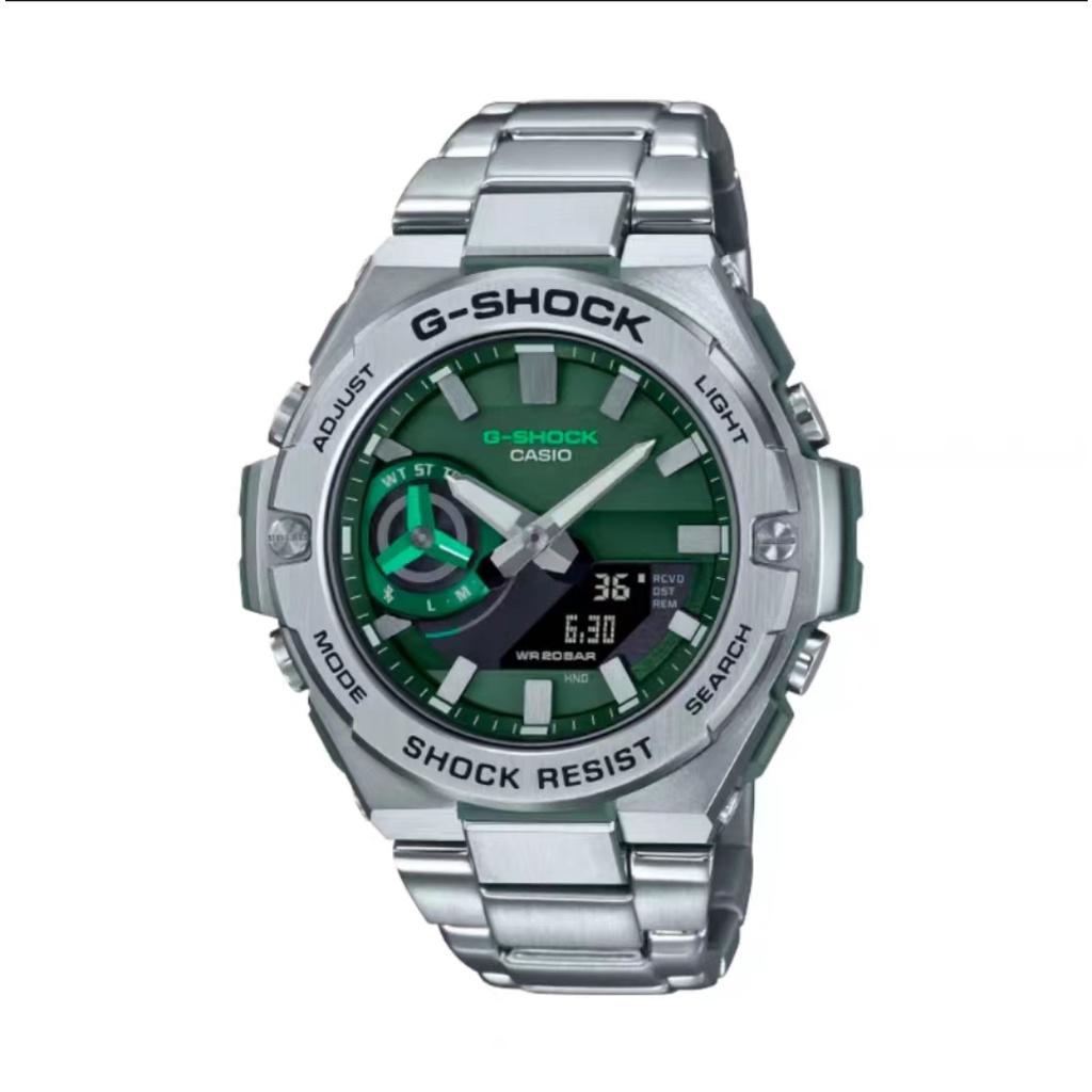 เหมาะสําหรับ g-shock GST-B500BD-1A Silver Green Steel Sports Watch Gst-B500 Outdoor Watch f547