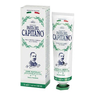 PASTA DEL CAPITANO ยาสีฟัน เนเชอรัล เฮิร์บส์ ขนาด 75 มล. สีเขียว ของใช้ในห้องน้ำ เครื่องใช้ในห้องน้ำ บ้าน