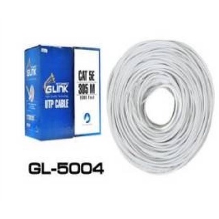 สายแลนUTP Cat5e ยาว 305 m.  สีขาว ใช้ภายใน. GL5004 Glink