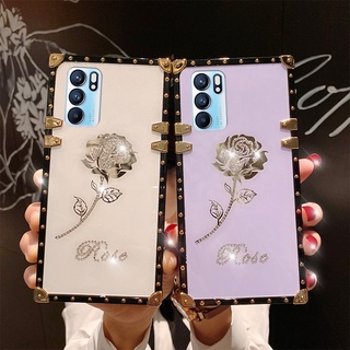 Yjd เคสโทรศัพท์มือถือ กันกระแทก ลายดอกกุหลาบ ประดับเพชร สําหรับ OPPO Reno8 Z 5G Reno 7 Pro Reno 7Z Reno 6 Pro 6Z 6 Pro+ Reno 5 Pro Reno 4 4G 5G