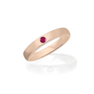 CHADA | แหวนเงินประดับอัญมณีแท้ ทับทิม Ruby รุ่น Level - ชุบโรสโกลด์ ดีไซต์ Unisex เรียบง่ายสวมใส่ได้ทุกเพศ