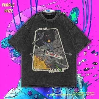 เสื้อยืด ขนาดใหญ่ พิมพ์ลาย Star Wars สีม่วง | หินล้างทําความสะอาด | เสื้อยืด ขนาดใหญ่ | เสื้อท็อปสามารถปรับแต่งได้