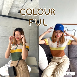 เสื้อไหมพรมแขนสั้นผ้านุ่มสี Colourful น่ารักมาก (โค้ดส่วนลดดู Update หน้าร้าน)