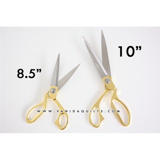 กรรไกรตัดผ้าสแตนเลส ขนาดใหญ่ ด้ามโลหะสีทอง (รหัส Scissors0001)