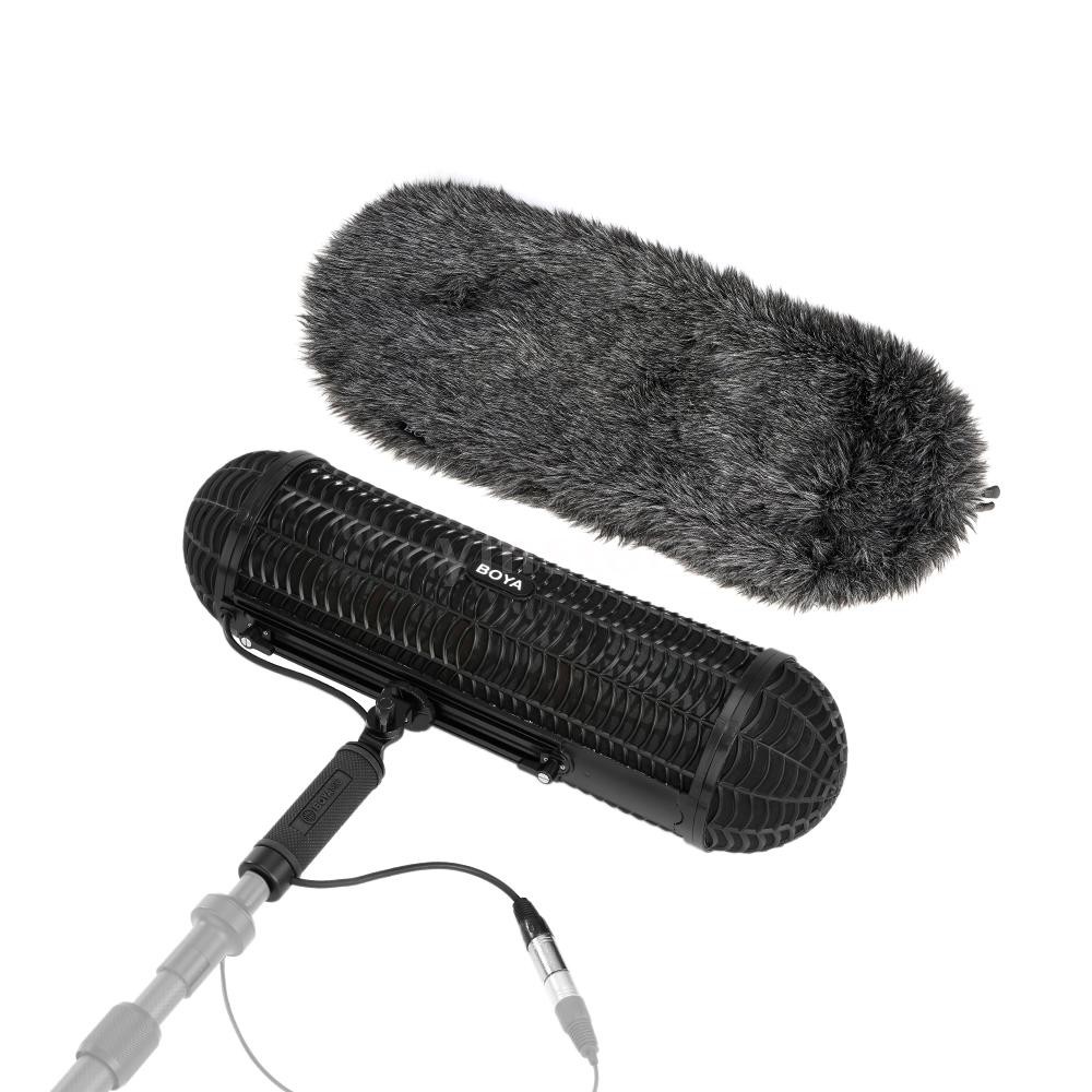 Boya BY-WS1000 Windschutzscheiben-Aufhängesystem mit Blimp-Mikrofon und XLR-Kabel für Flintenmikrofone mit einem Durchmesser von 20 bis 22 mm für Canon Nikon Camcorder Recorder 