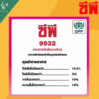 อาหารปลากินพืช ซีพี9931 / 9932 / 9933 แบ่งขาย 500 กรัม สำหรับปลานิล ปลาทับทิม ปลาตะเพียน ชนิดเม็ดลอย