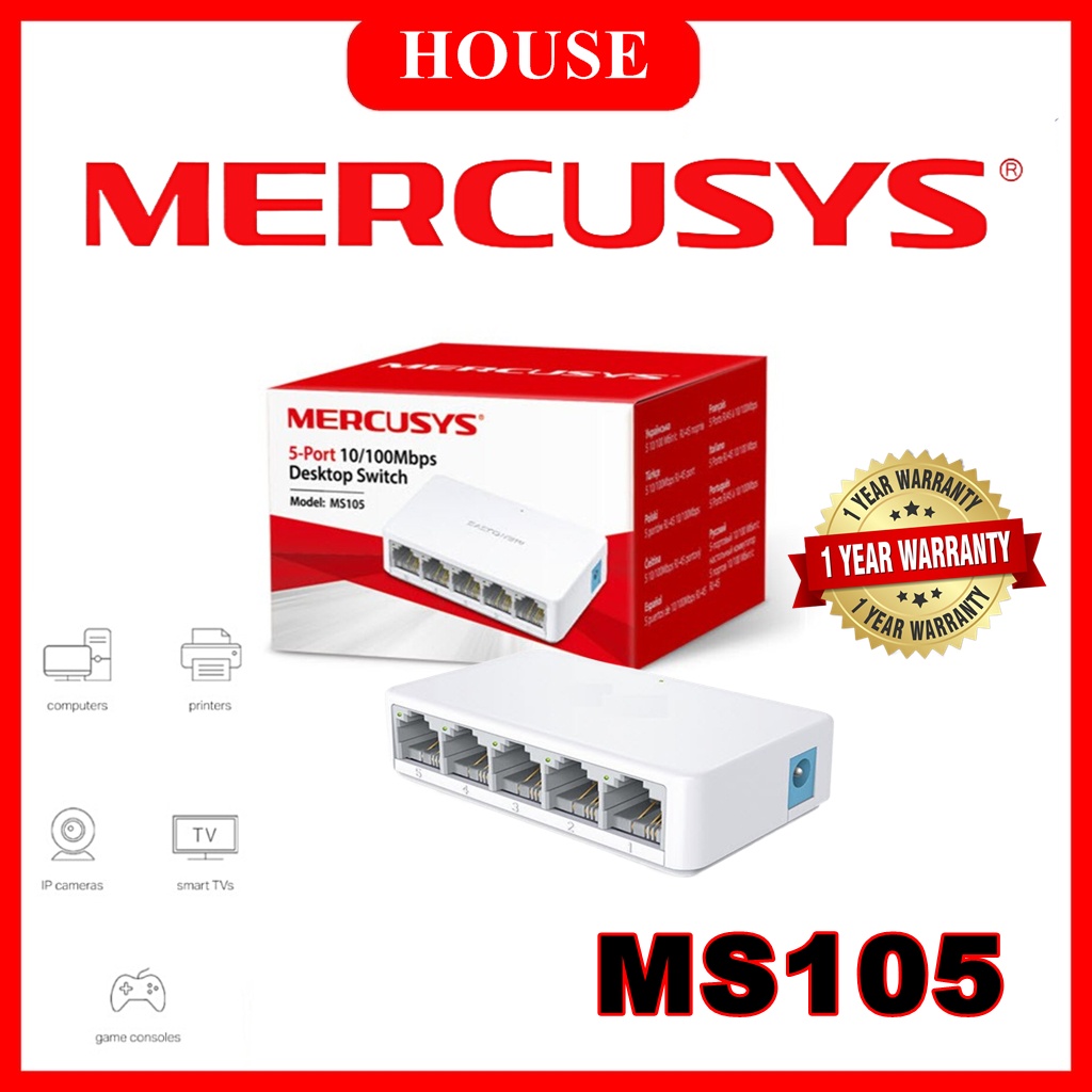 MS105 5-Port 10/100Mbps Desktop Switch ยี่ห้อ  MERCUSYS