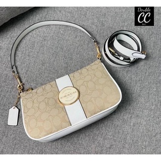 (แท้ 💯%‼ Factory) Co ach LONNIE BAGUETTE IN SIGNATURE JACQUARD