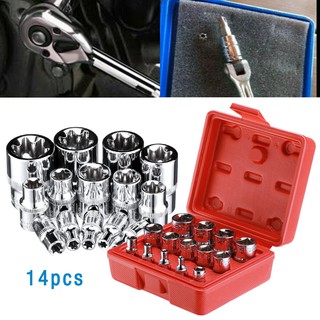 Torx Star Bit Female E ซ็อกเก็ตชุดเครื่องมือภายนอก E4 - E24 14 ชิ้น