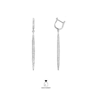 Haus of Jewelry - EXQUISITE ZOEY EARRINGS ต่างหูเงินแท้ ประดับเพชรคิวบิกเซอร์โคเนีย (Cubic Zirconia)