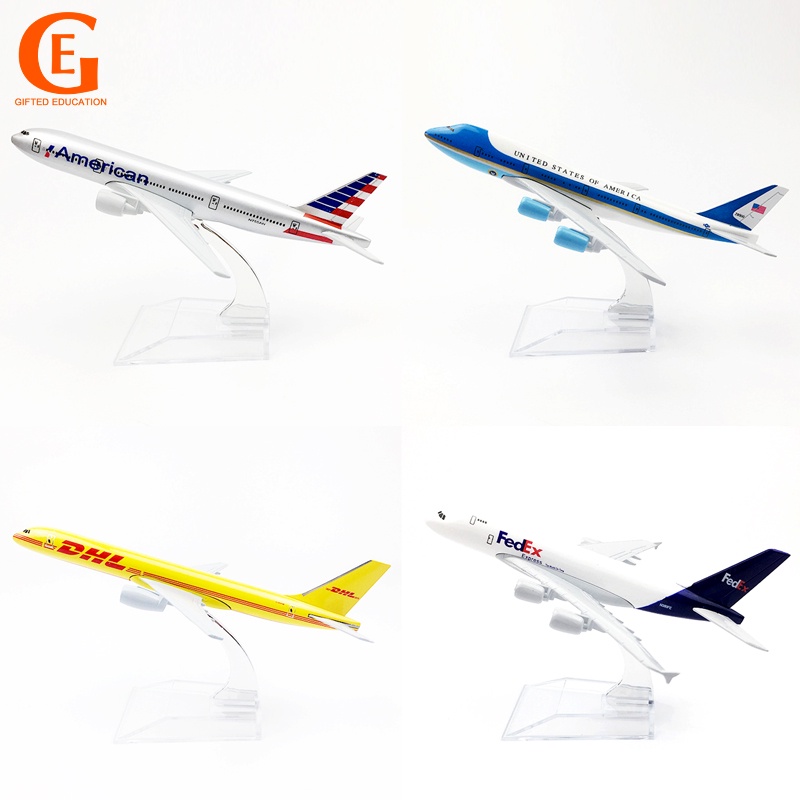 โมเดลเครื่องบินอเมริกา Boeing777 United Delta B747 UPS DHL Fedex Airbus380 16 ซม.