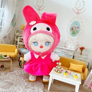 เสื้อผ้าตุ๊กตาไอดอล การ์ตูนน่ารัก My Melody สีชมพู เหมาะกับของขวัญฤดูหนาว สําหรับเด็กผู้หญิง ขนาด 20 ซม.