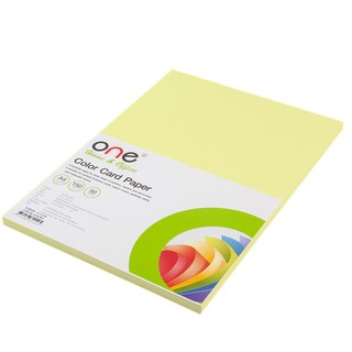 กระดาษการ์ดสี A4 150แกรม เหลือง 50 แผ่น/แพ็ค ONE Color card paper A4 150 gram yellow, 50 sheets / pack ONE